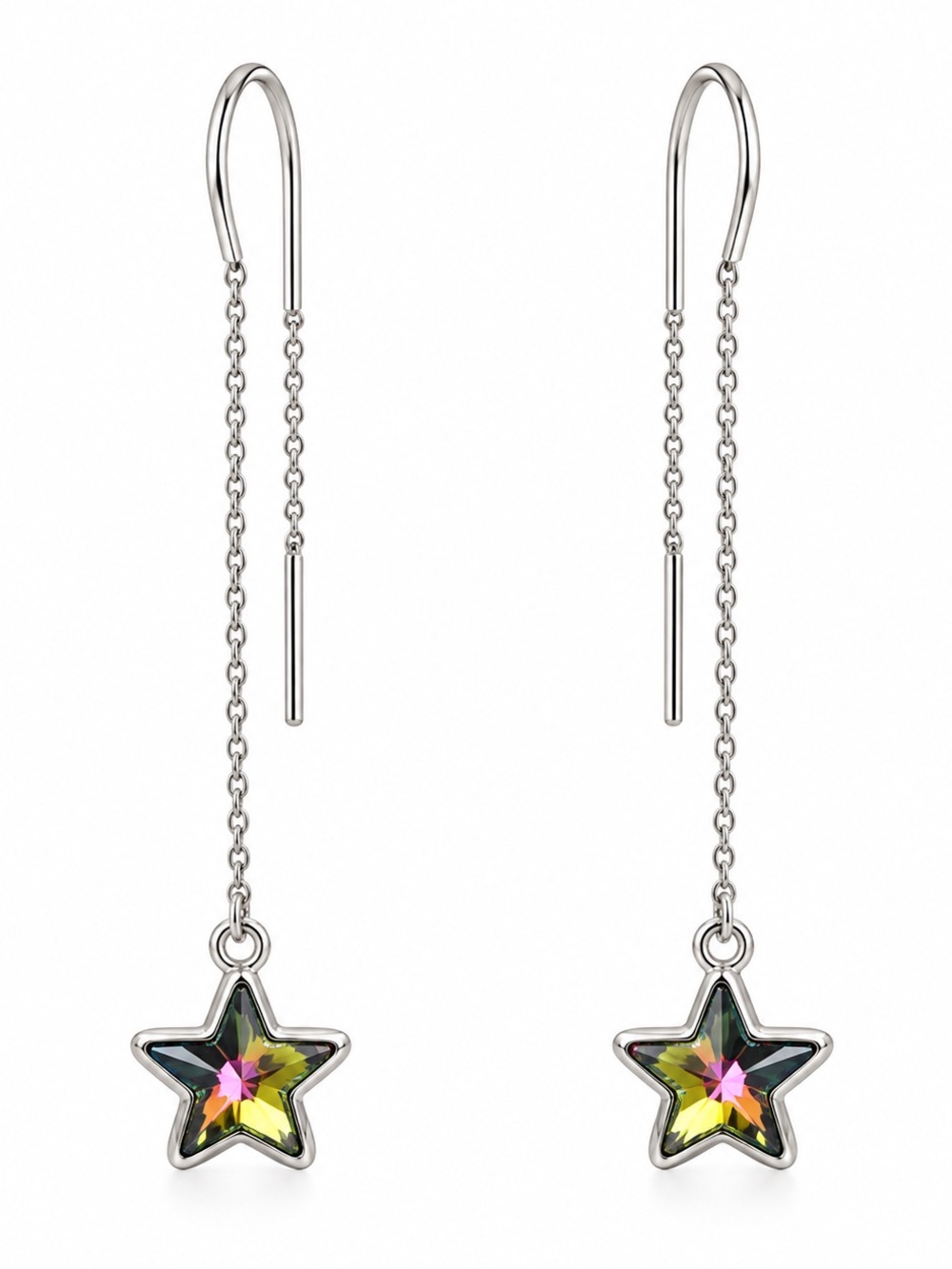 Swarovski crystal Star Drop Earrings with Multicolor Crystal